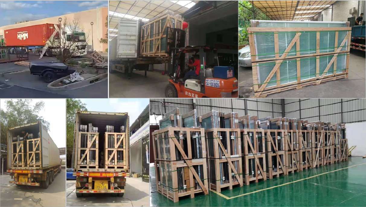 Finished windows crated and loaded for shipping